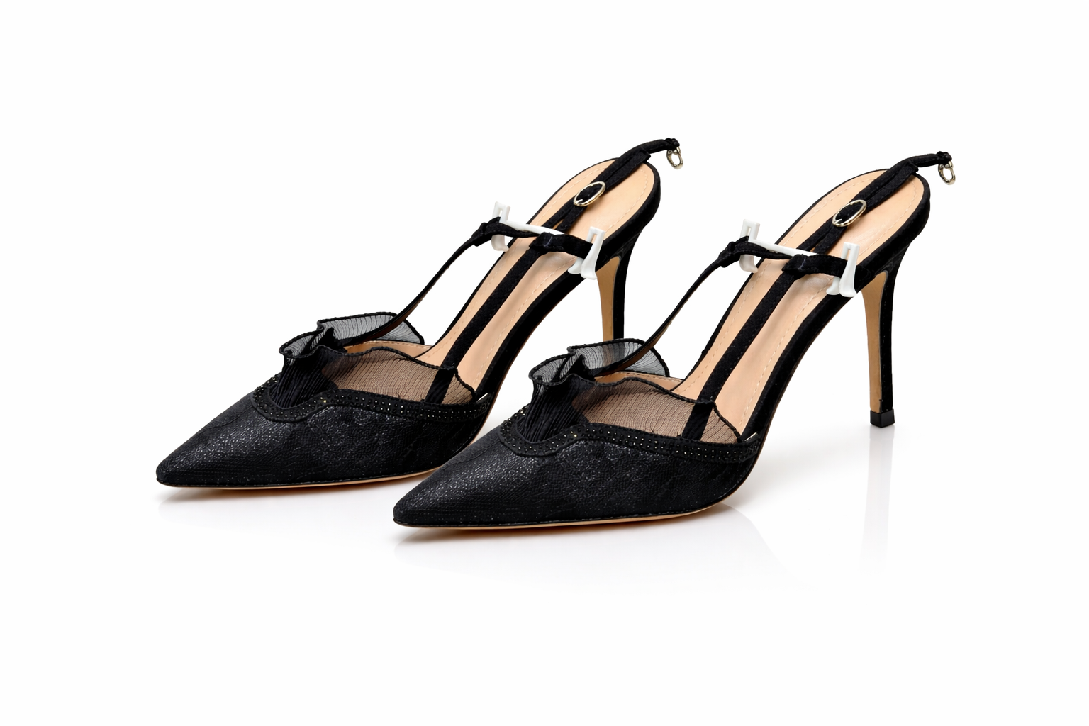 Black bow slingback stiletto pumps