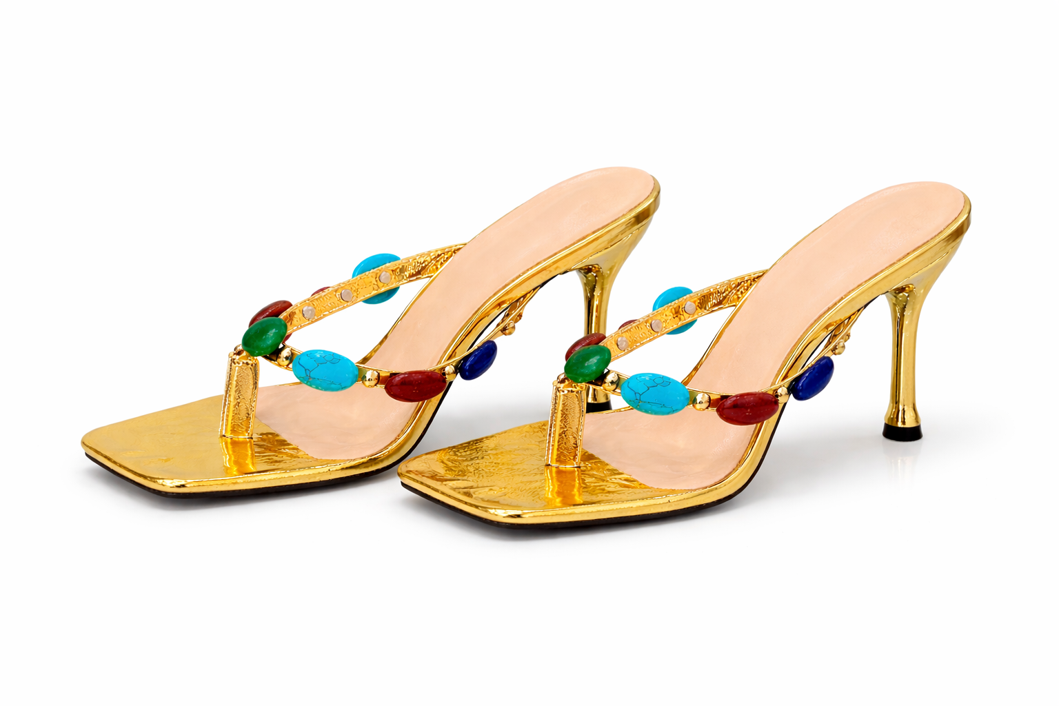summer square-toe heels