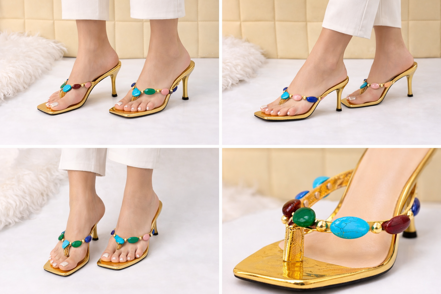 summer square-toe heels