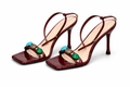 Glossy burgundy high-heeled sandal