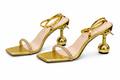 Luxurious metallic gold high-heeled sandals