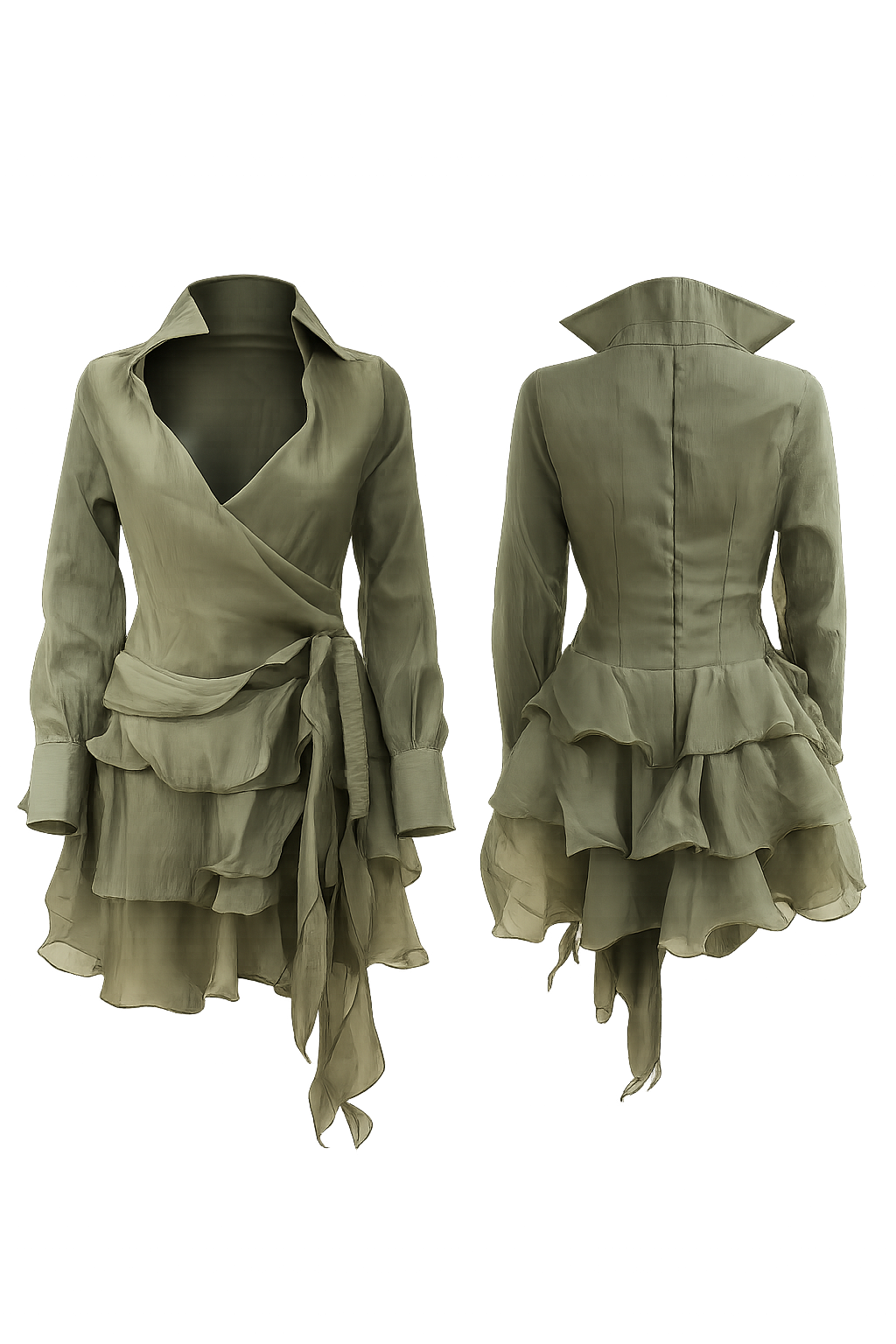 Olive-green wrap dress