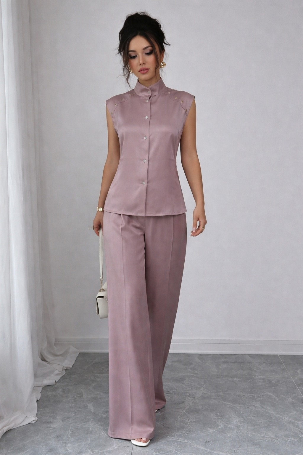 mauve-colored two piece
