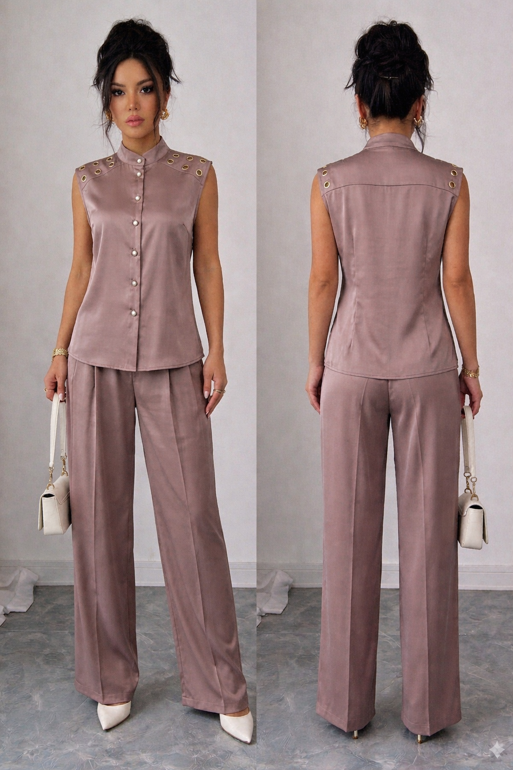 mauve-colored two piece