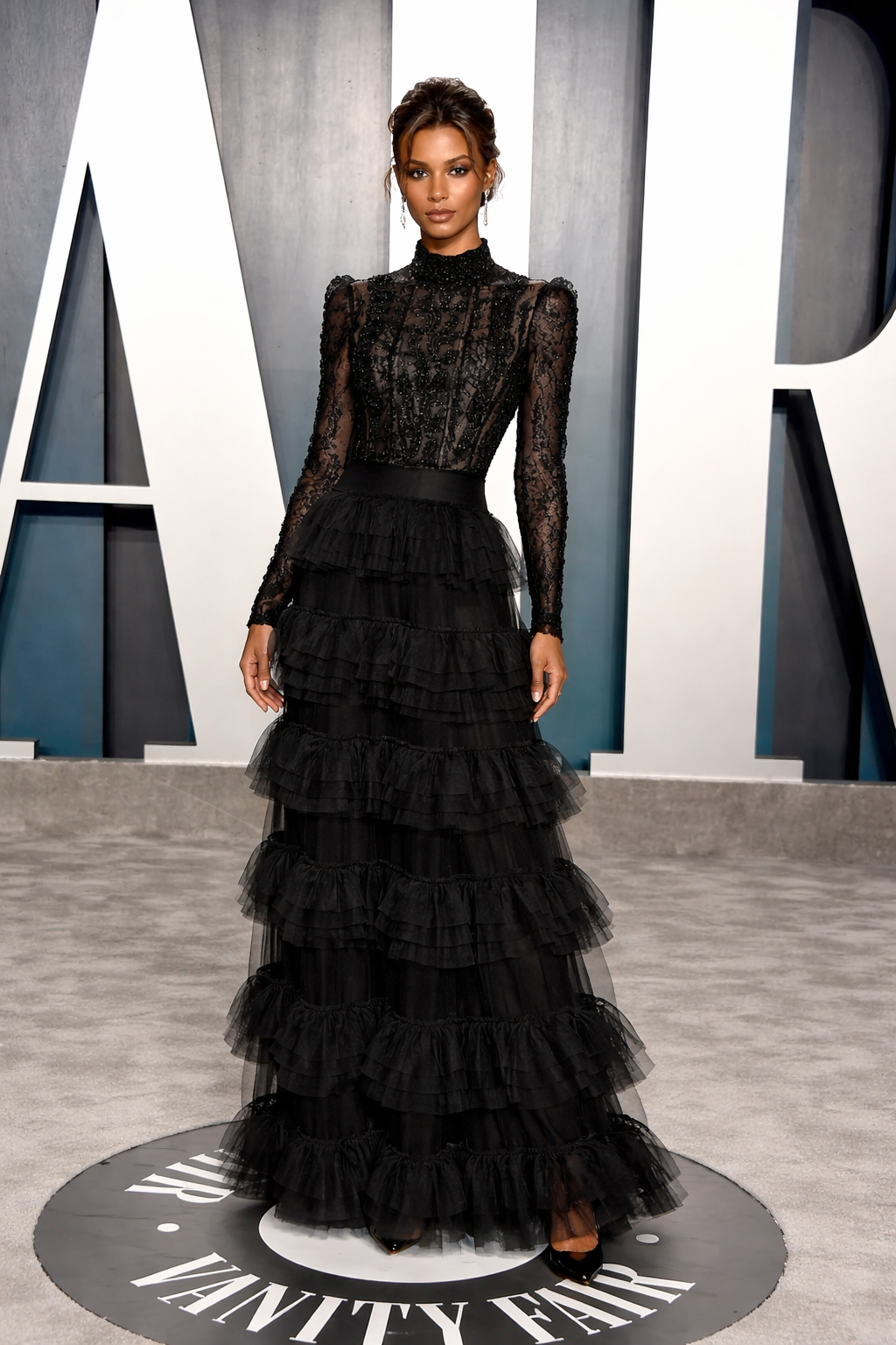 Midnight-black lace-sleeve