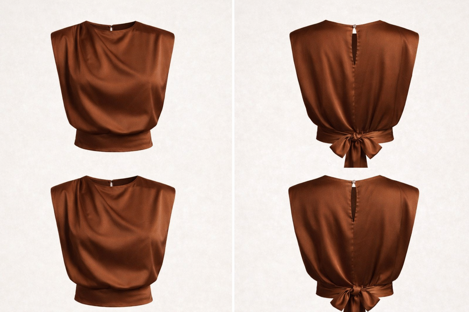 A satin blouse with a draped silhouette