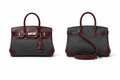 Two-tone leather and canvas tote bag