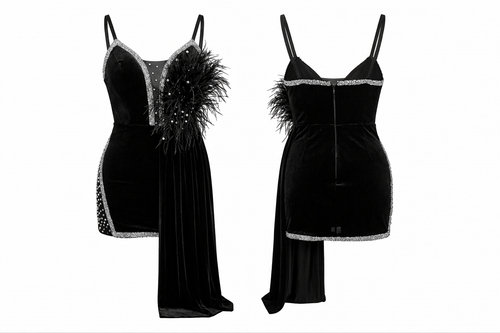A glamorous black velvet mini dress with a fitted silhouette – House Of Editor