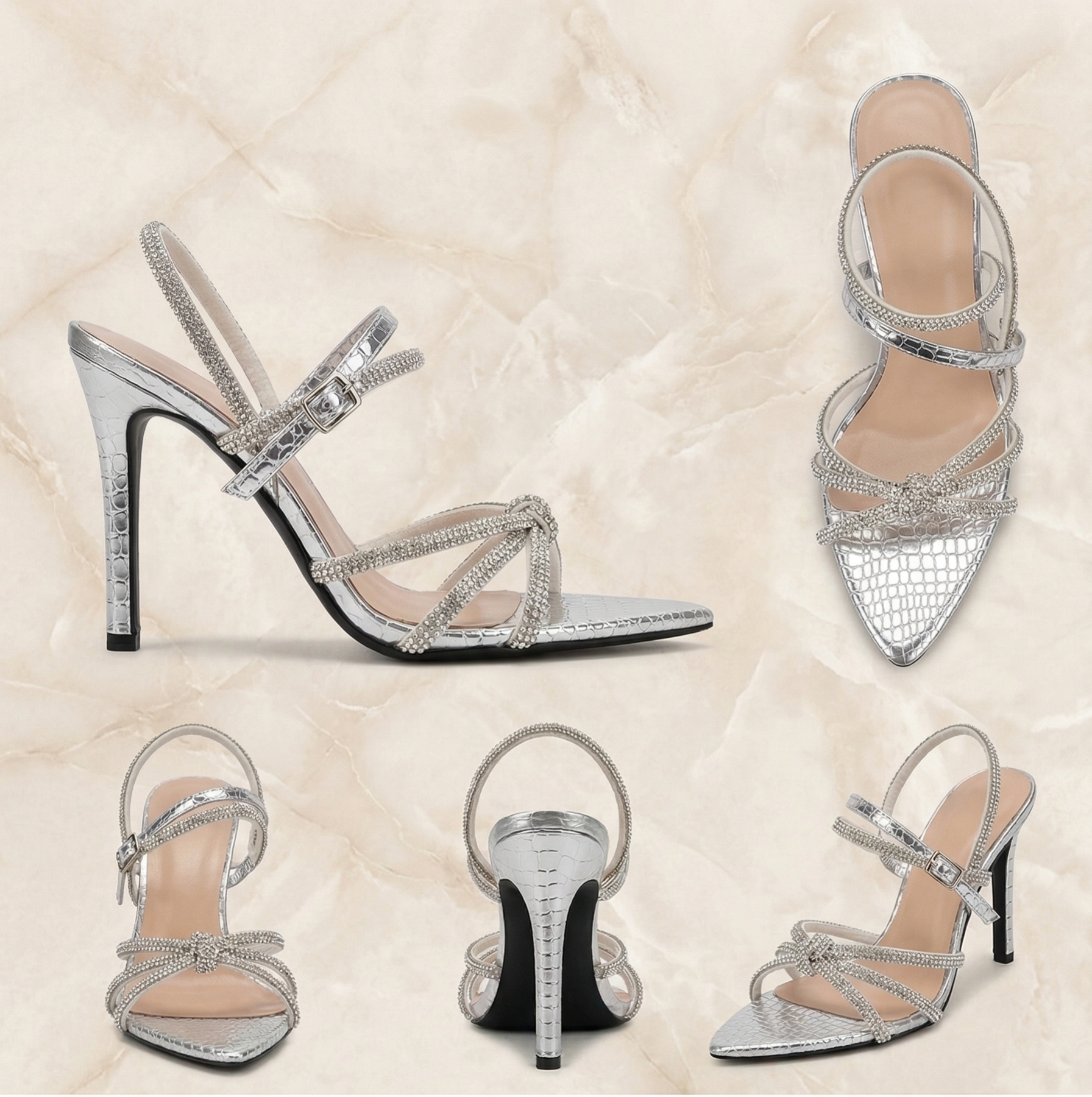Metallic silver wide Fenella