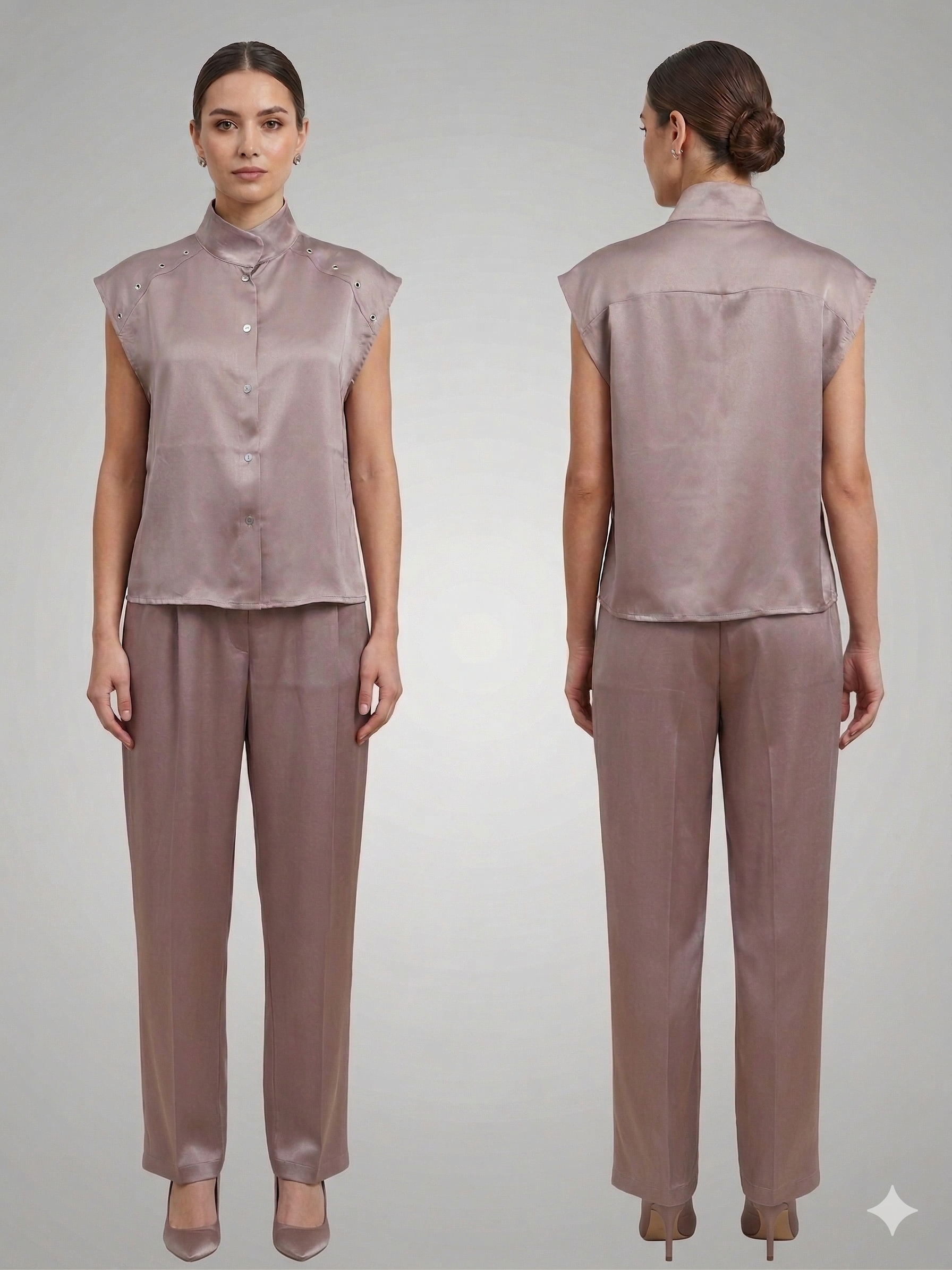 mauve-colored two piece