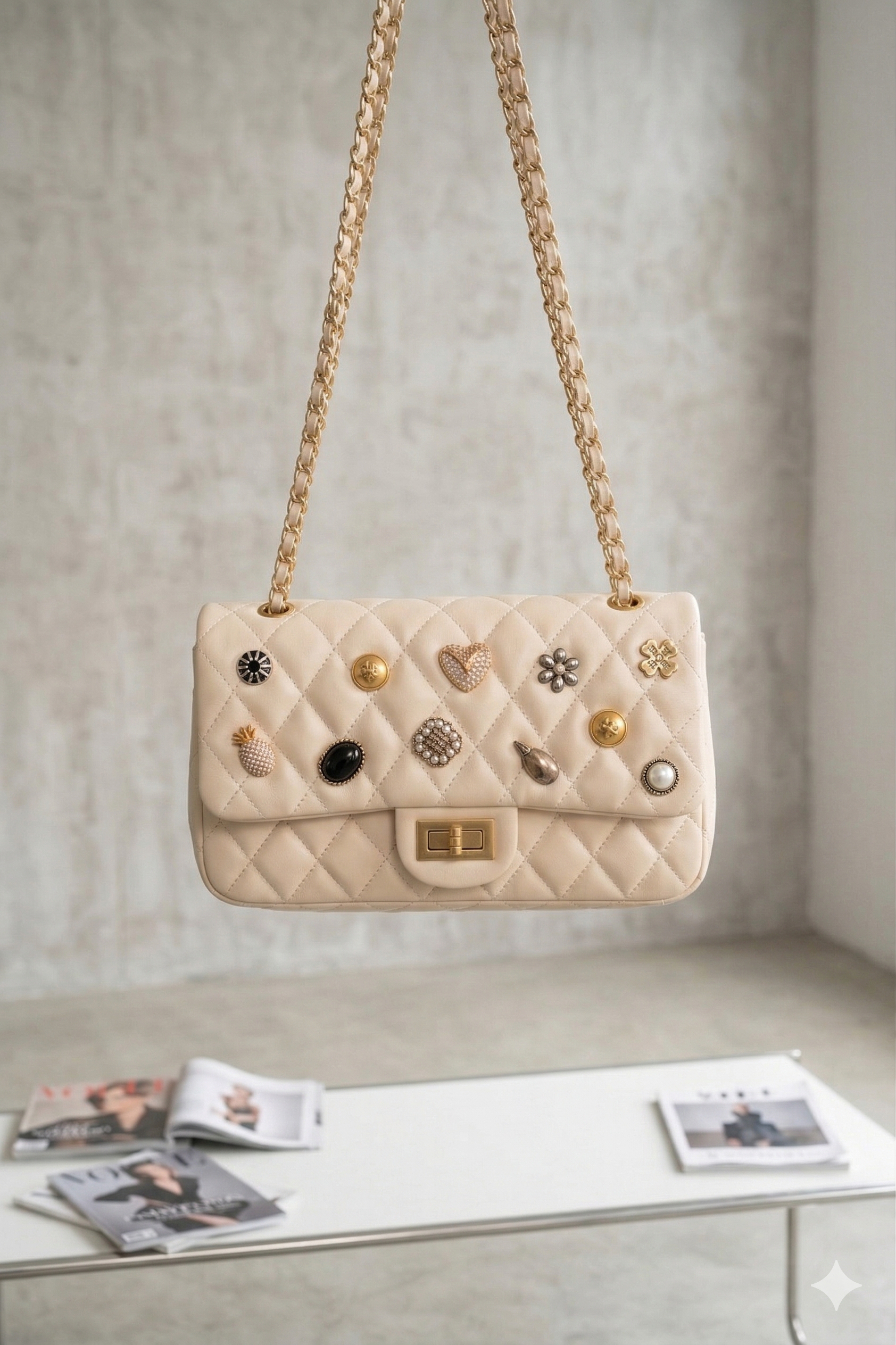 A quilted  shoulder bag