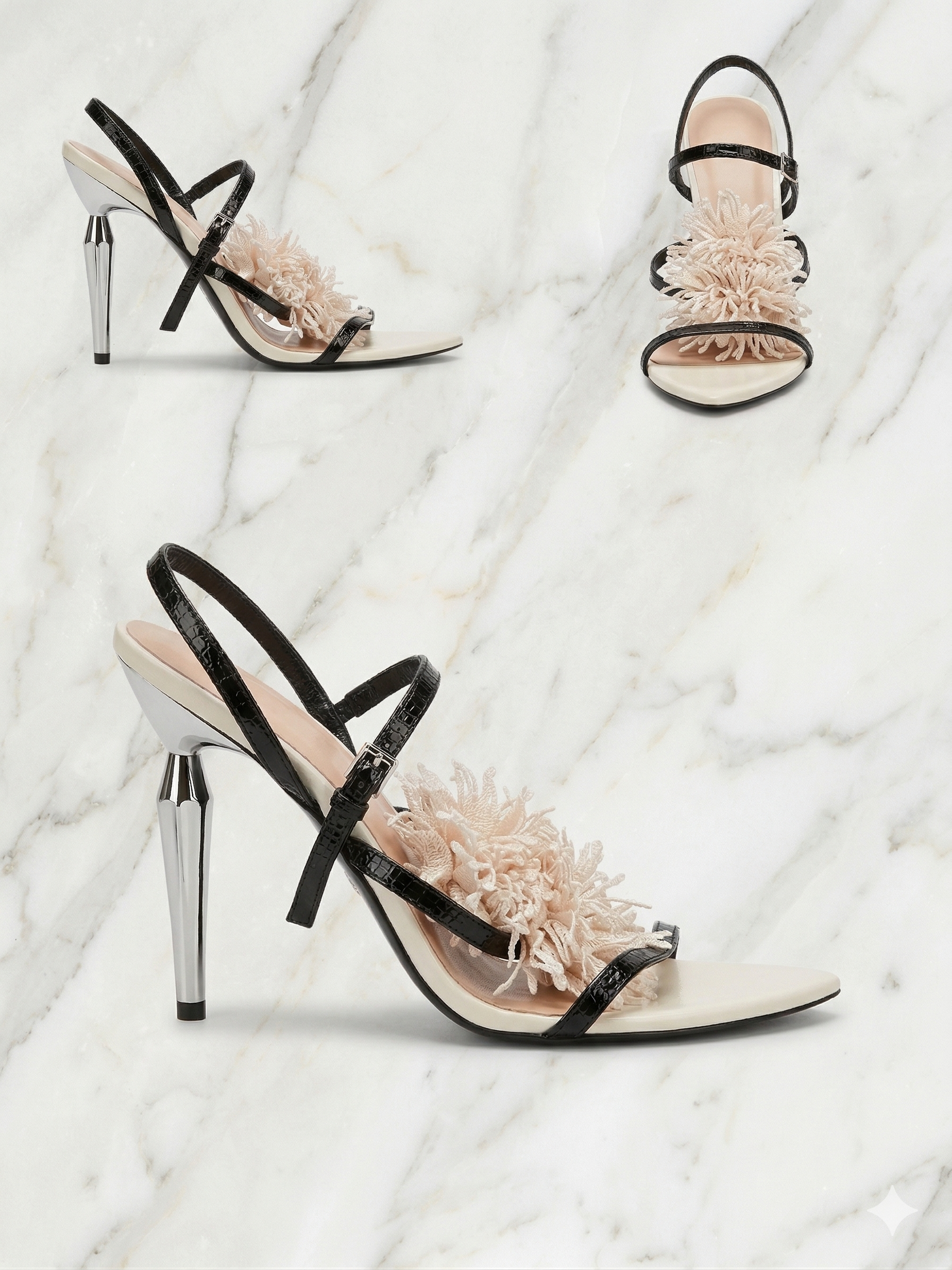 Bold red pointed-toe slingback heels