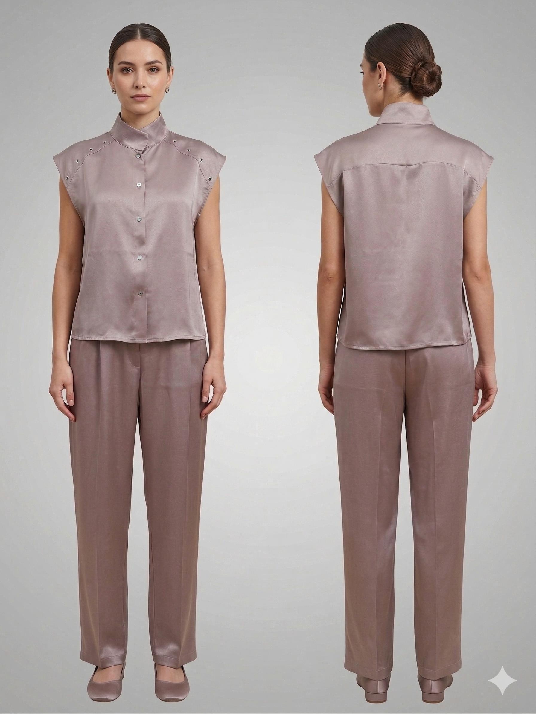 mauve-colored two piece