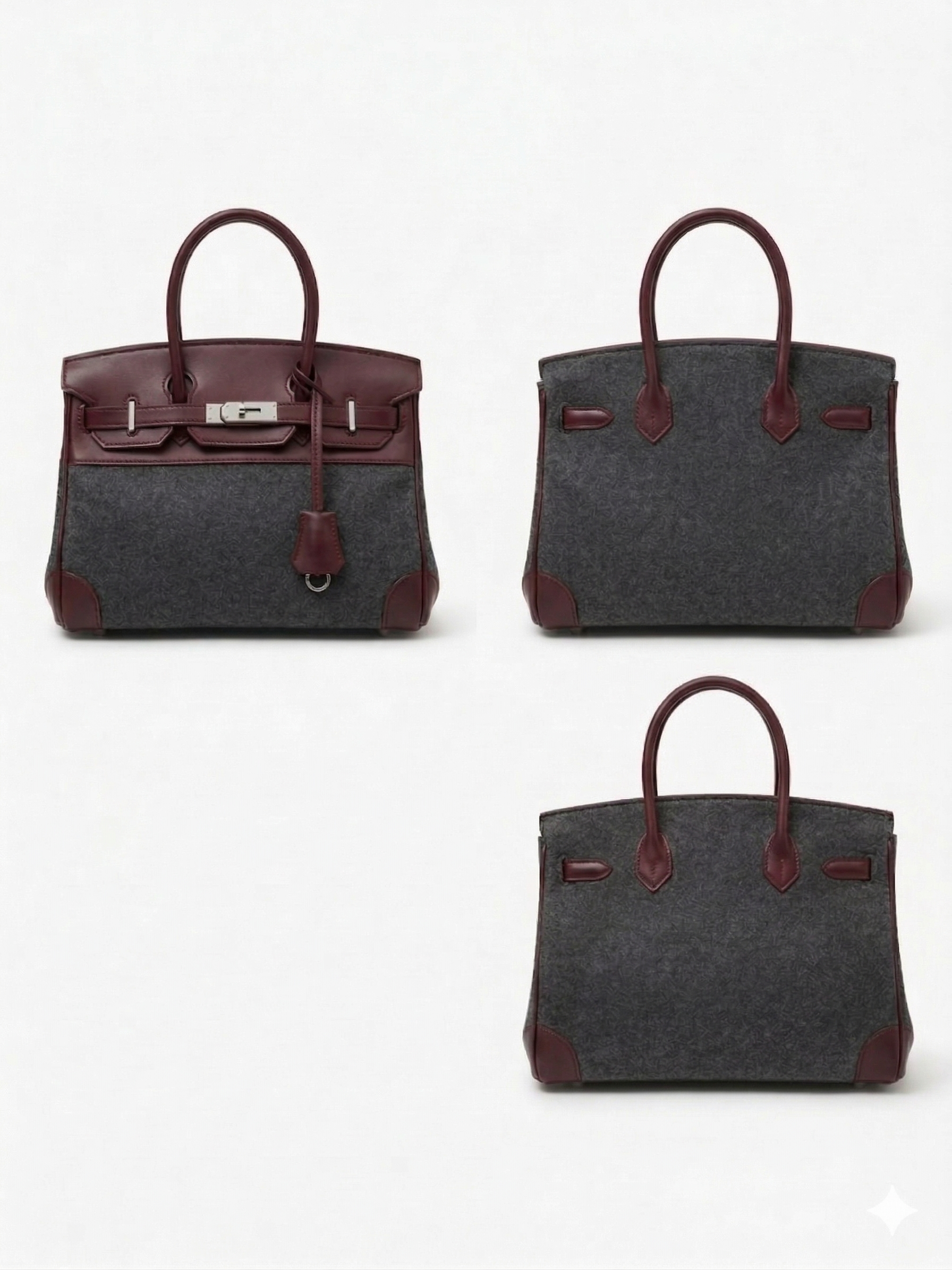 Two-tone leather and canvas tote bag
