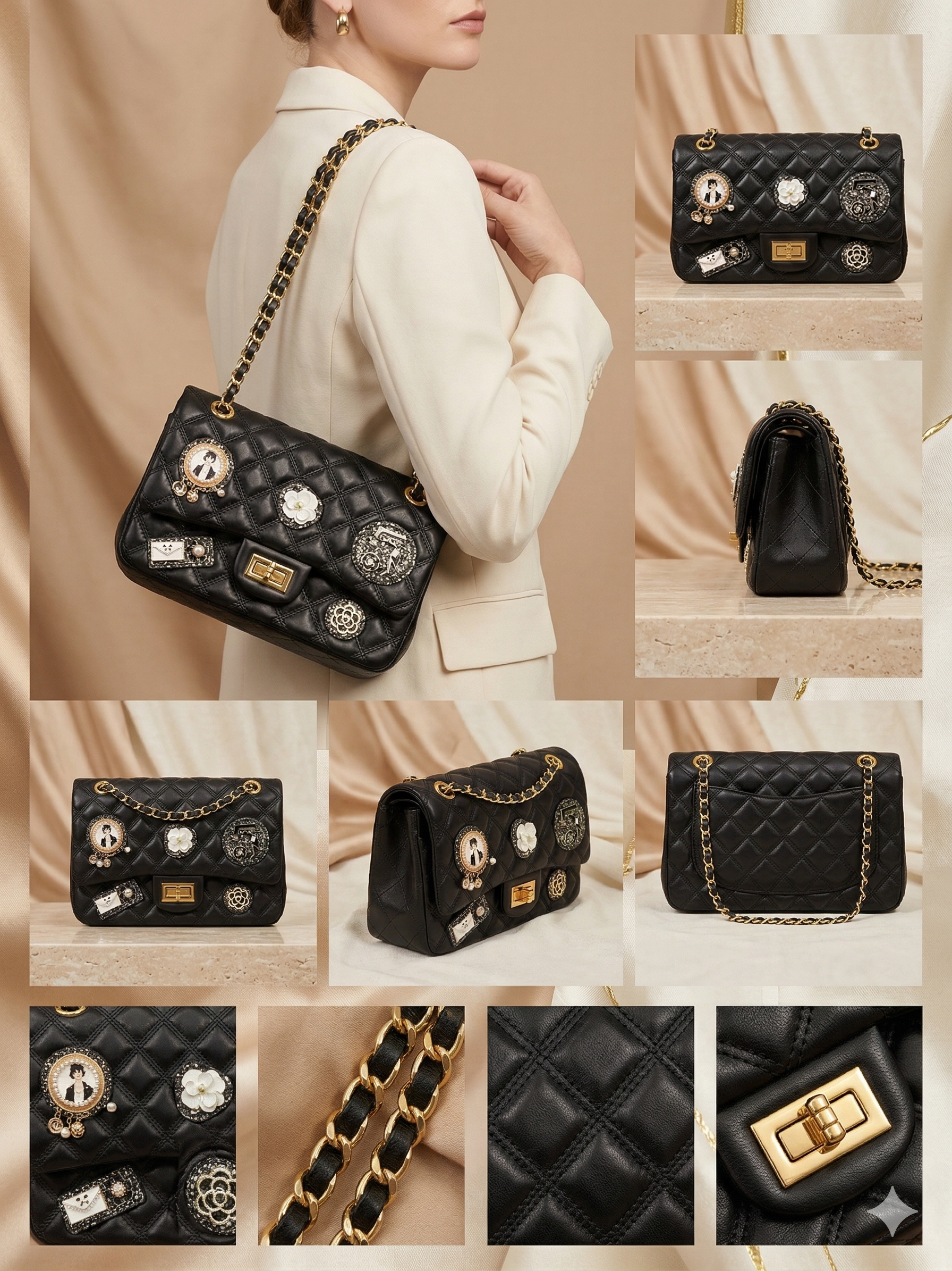 A quilted  shoulder bag