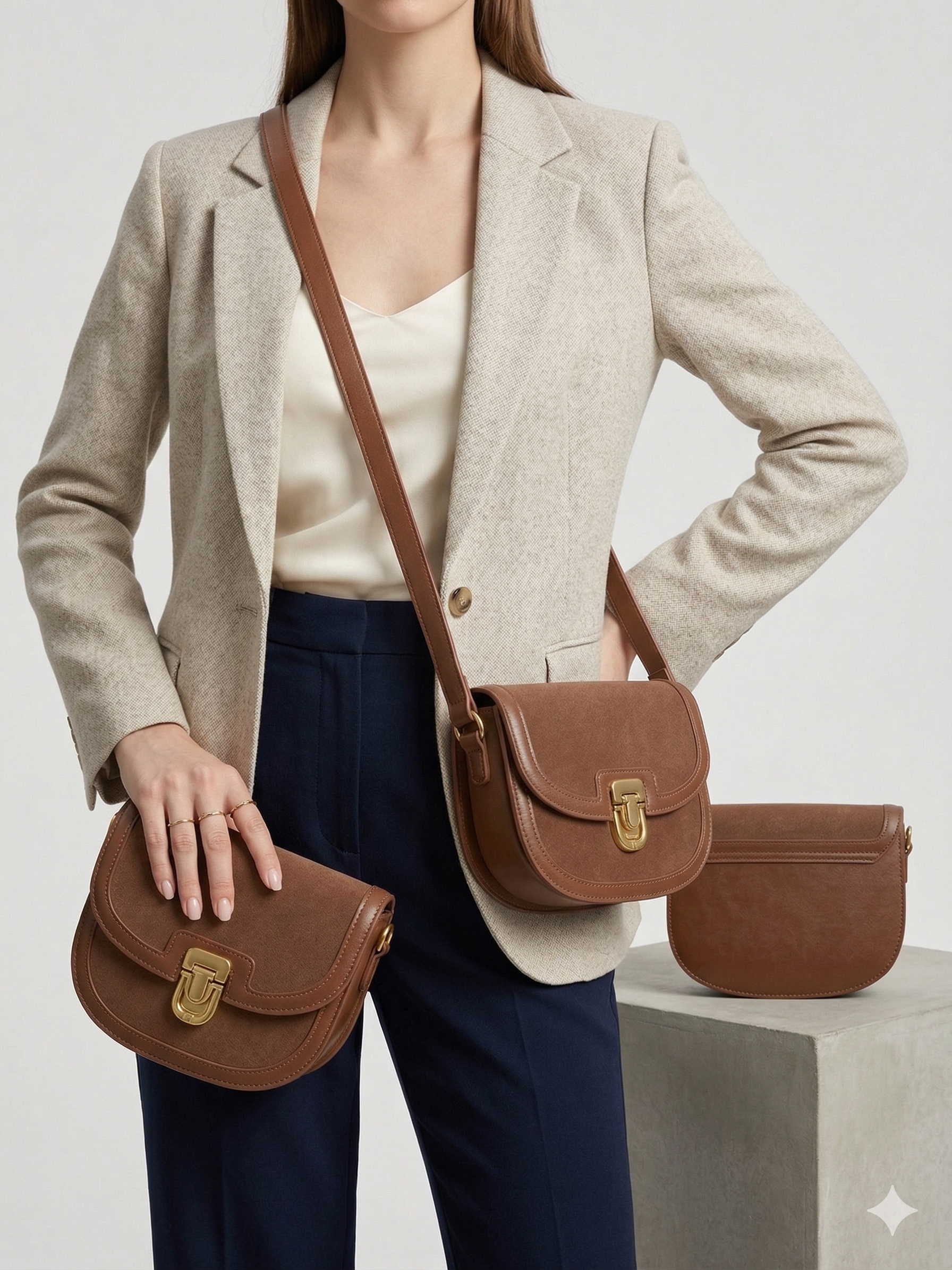 A mini beige handbag