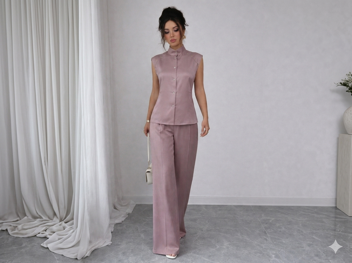 mauve-colored two piece