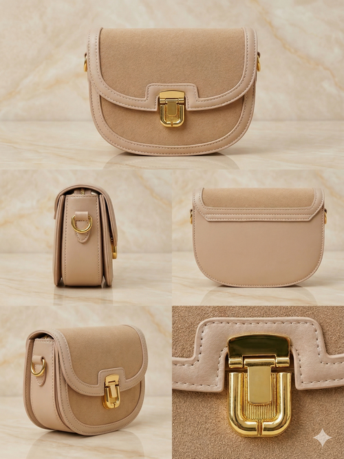 A mini beige handbag