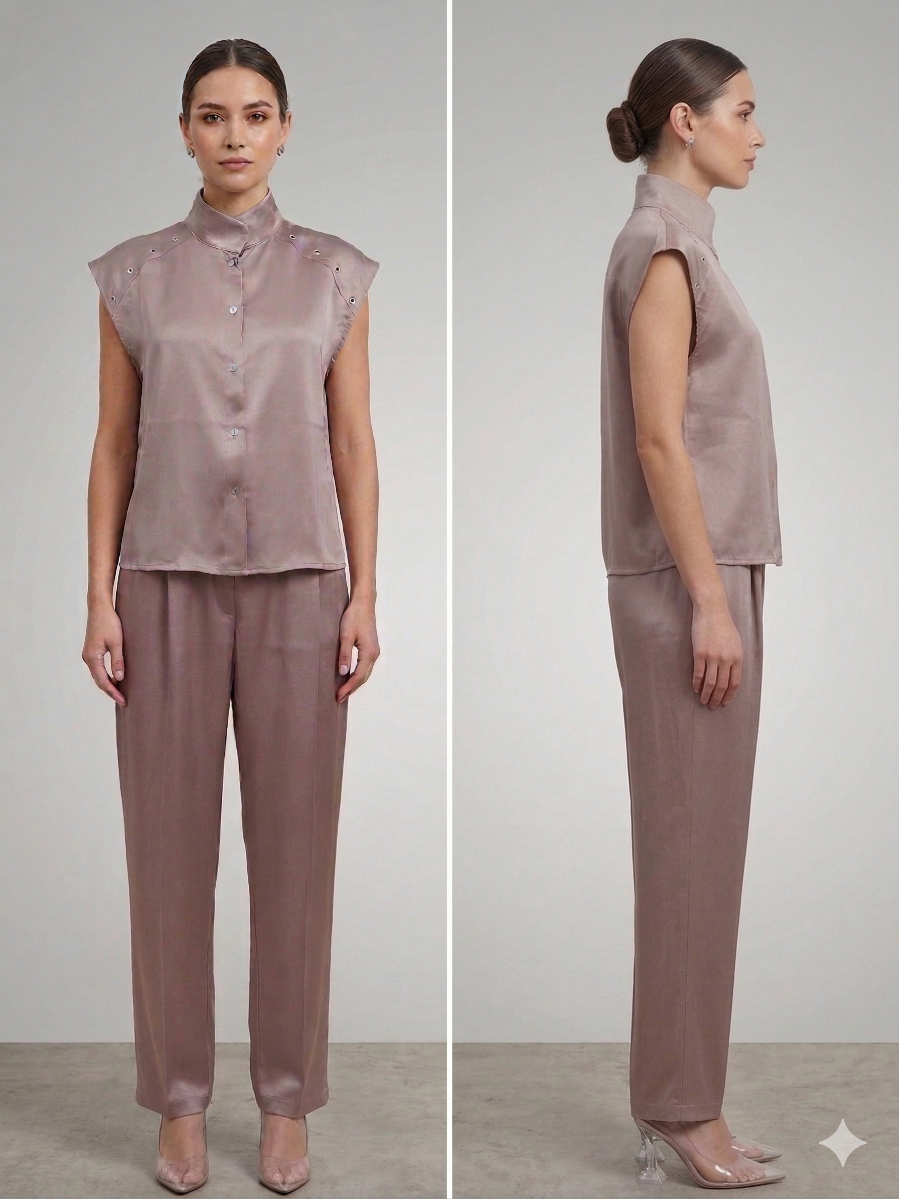 mauve-colored two piece