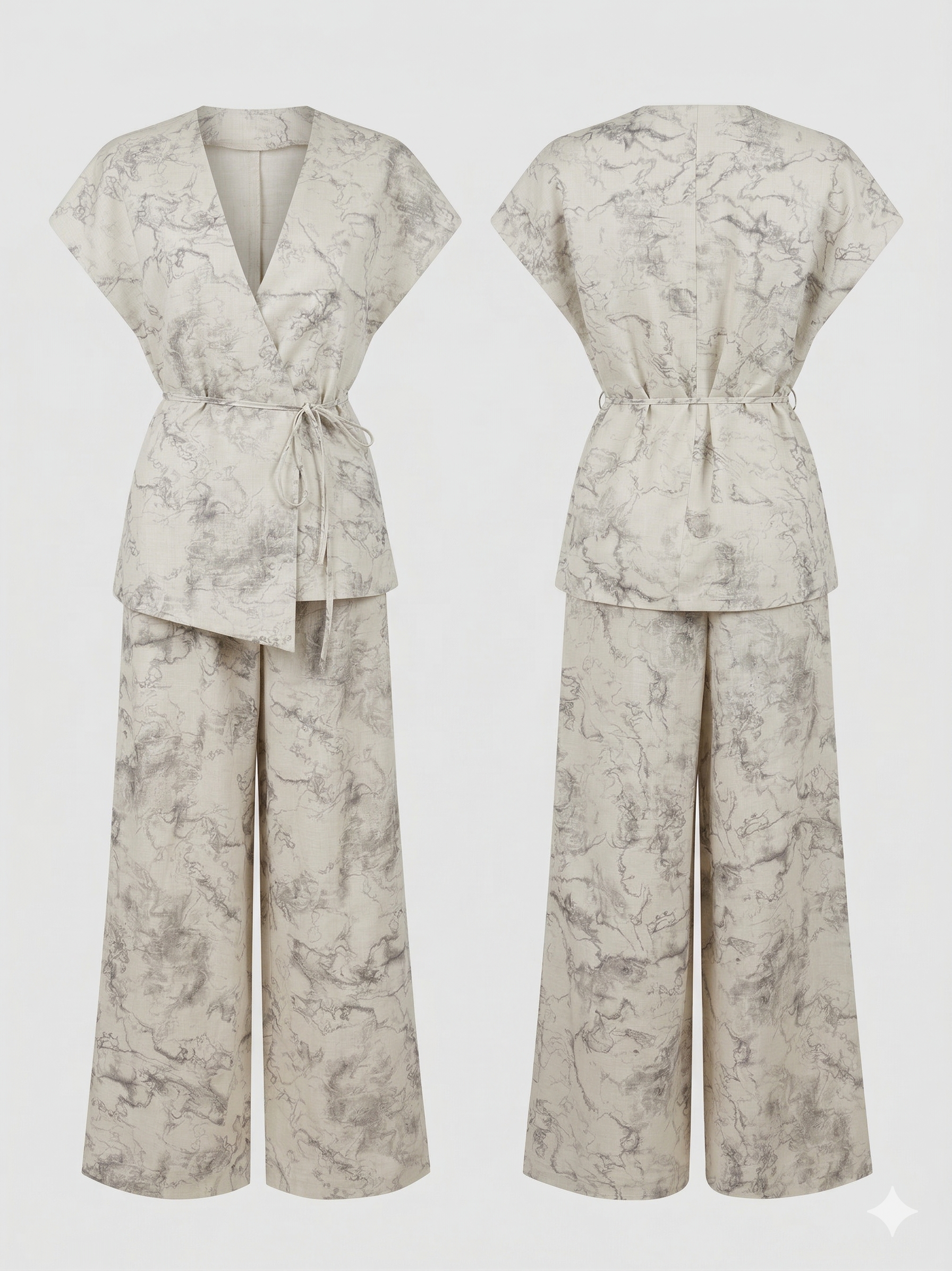 Two-piece set with a marble print