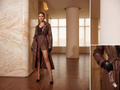 Deep chocolate leather classic longline trench coat