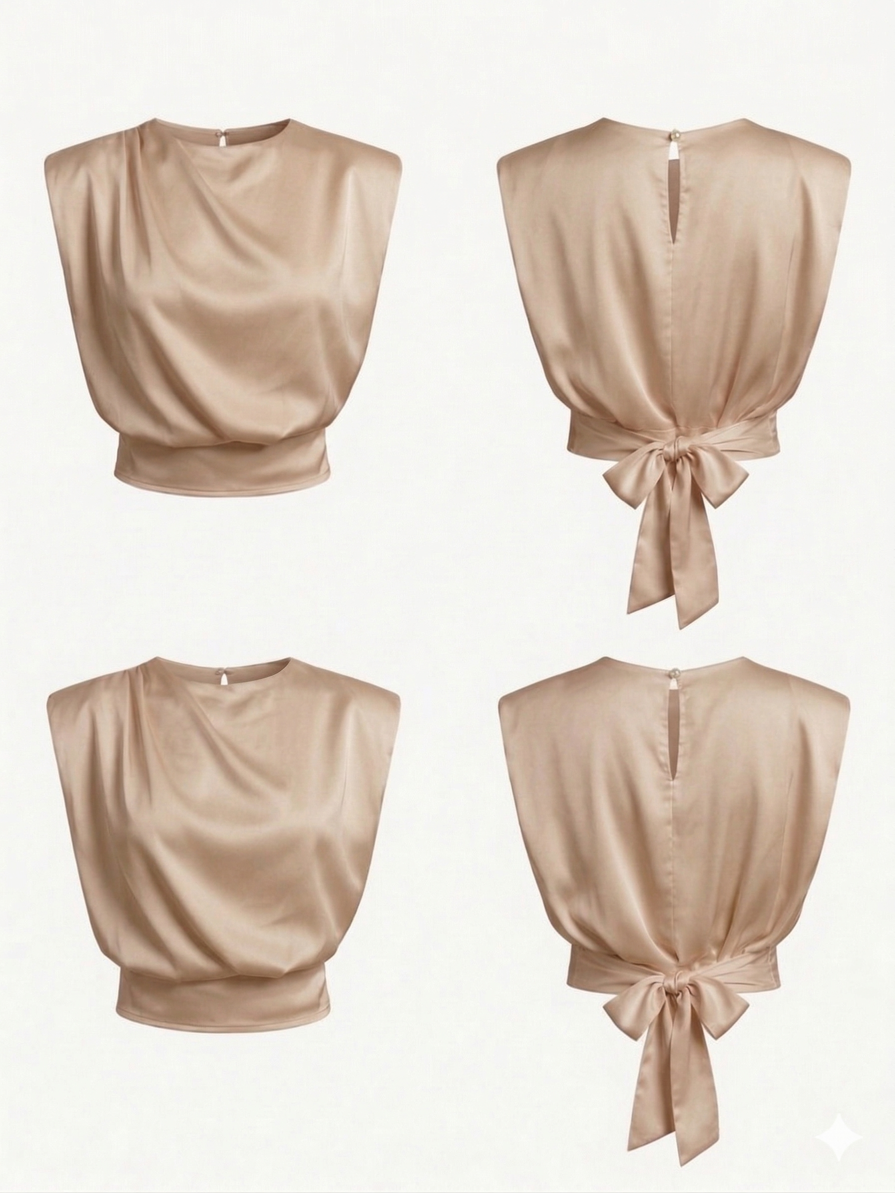 A satin blouse with a draped silhouette