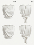 A satin blouse with a draped silhouette