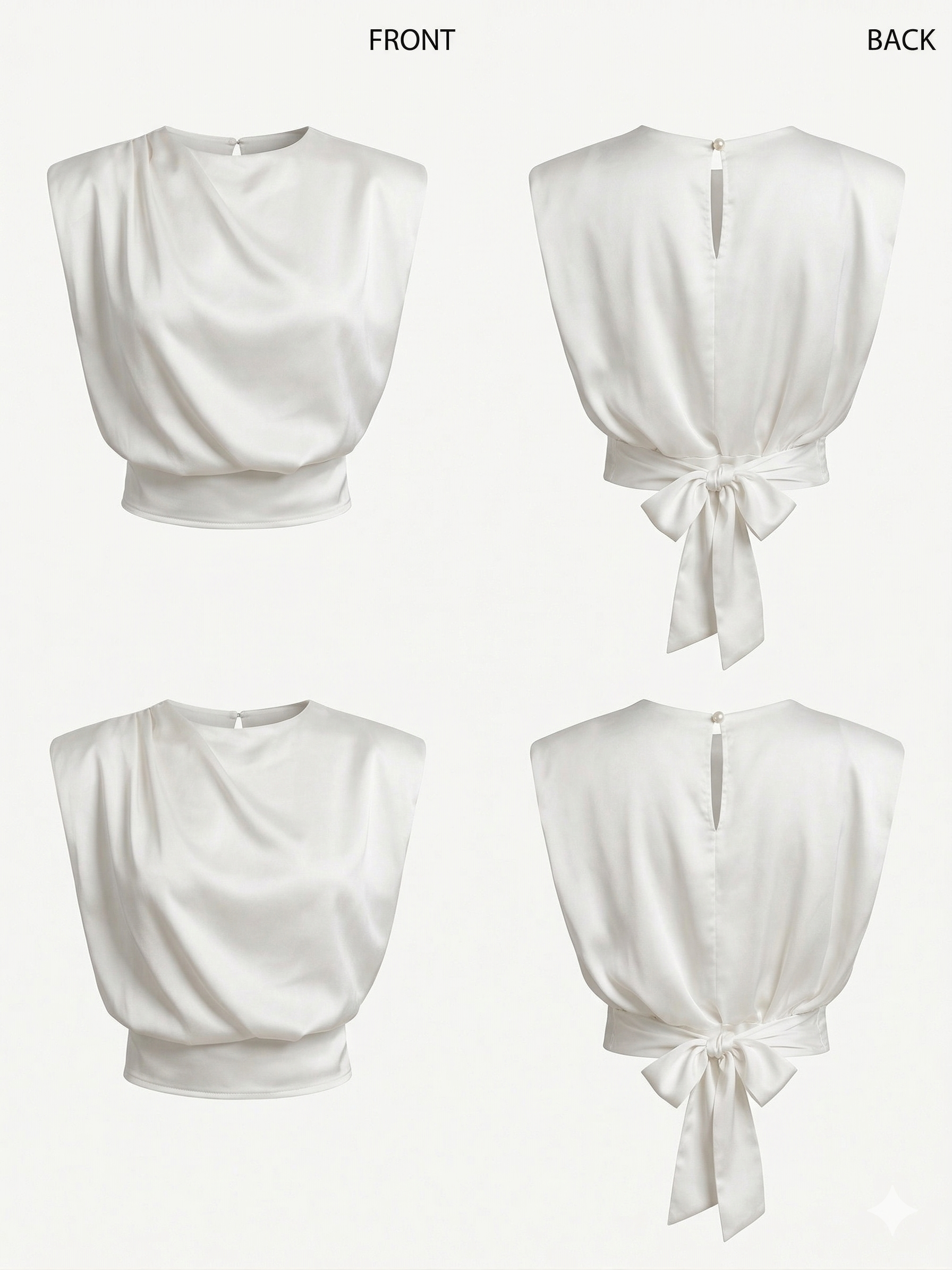 A satin blouse with a draped silhouette