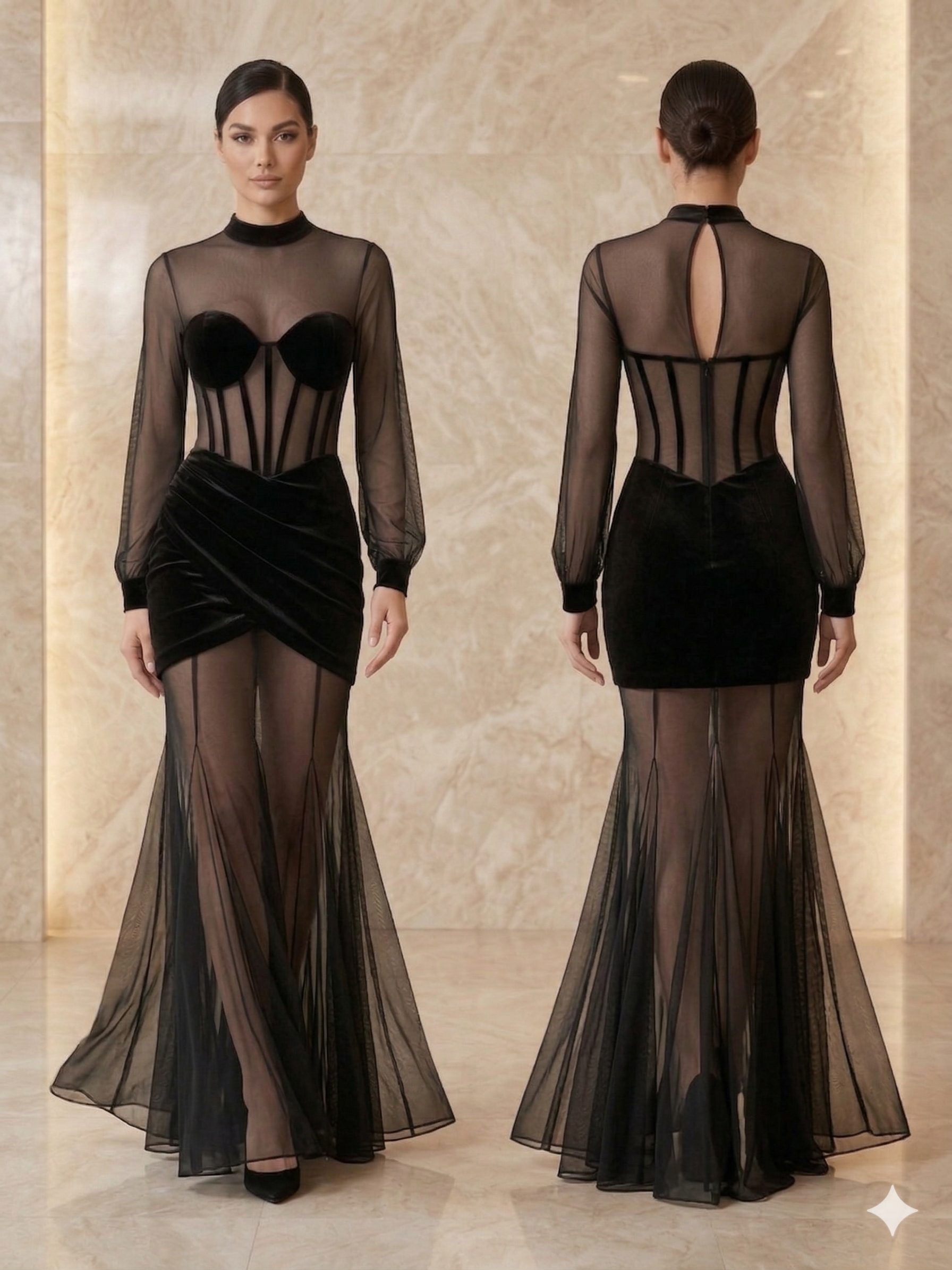 A sexy and spicy sheer mesh bodice