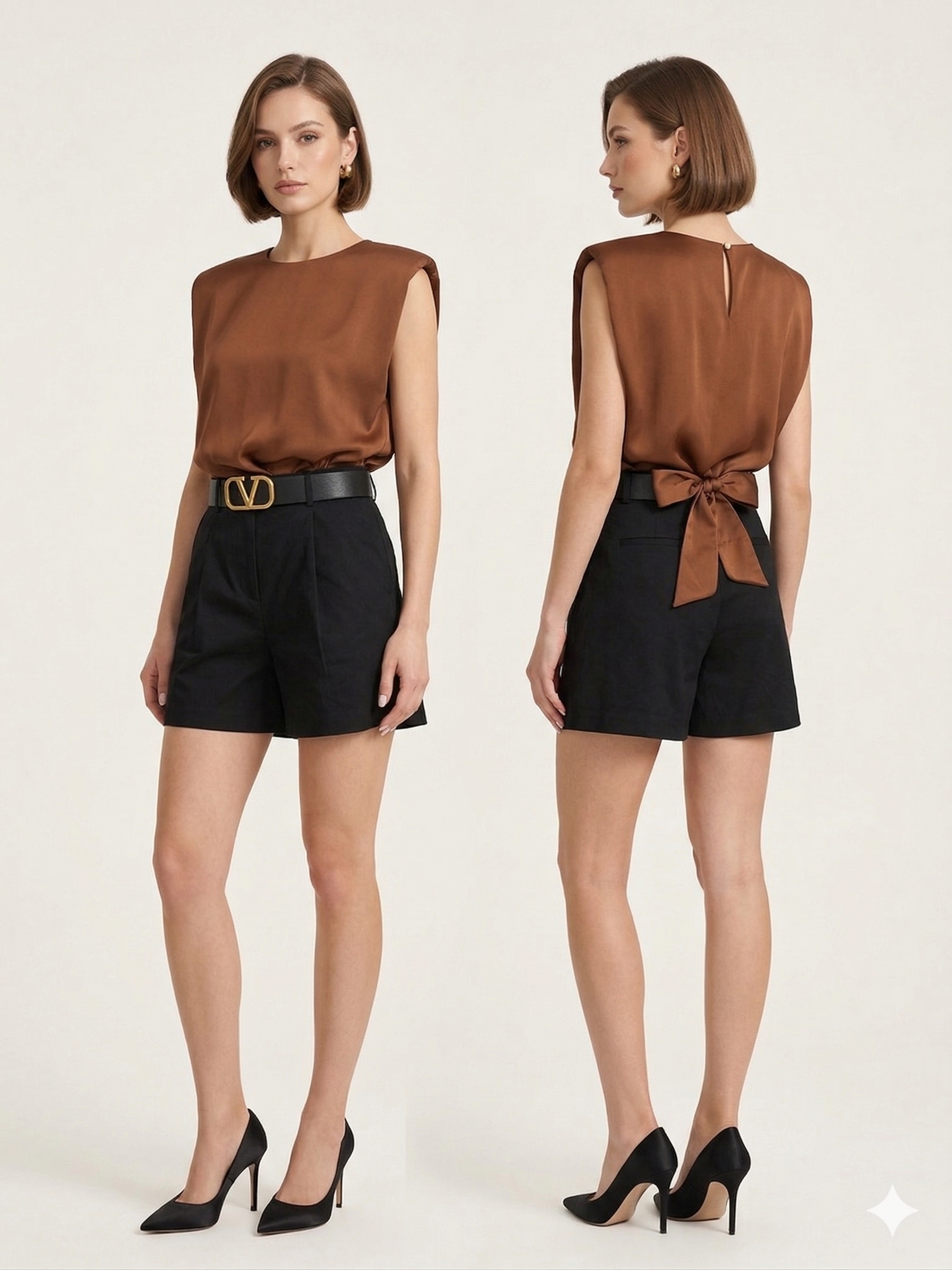 A satin blouse with a draped silhouette