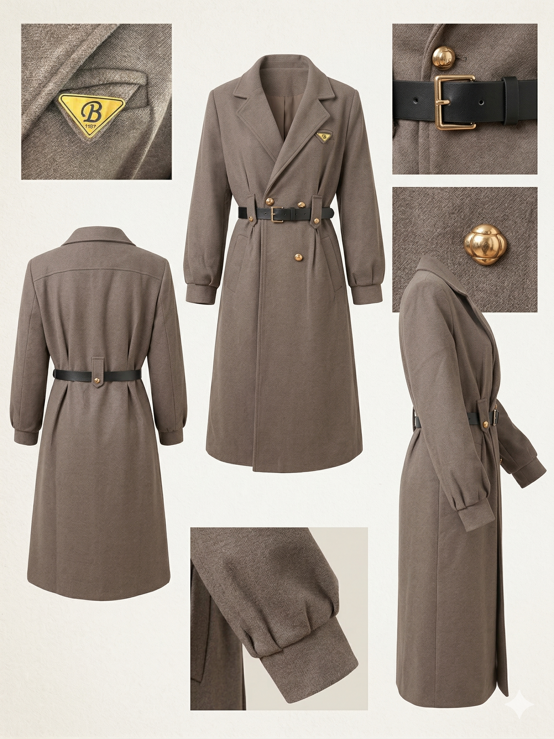 Amber's taupe coat