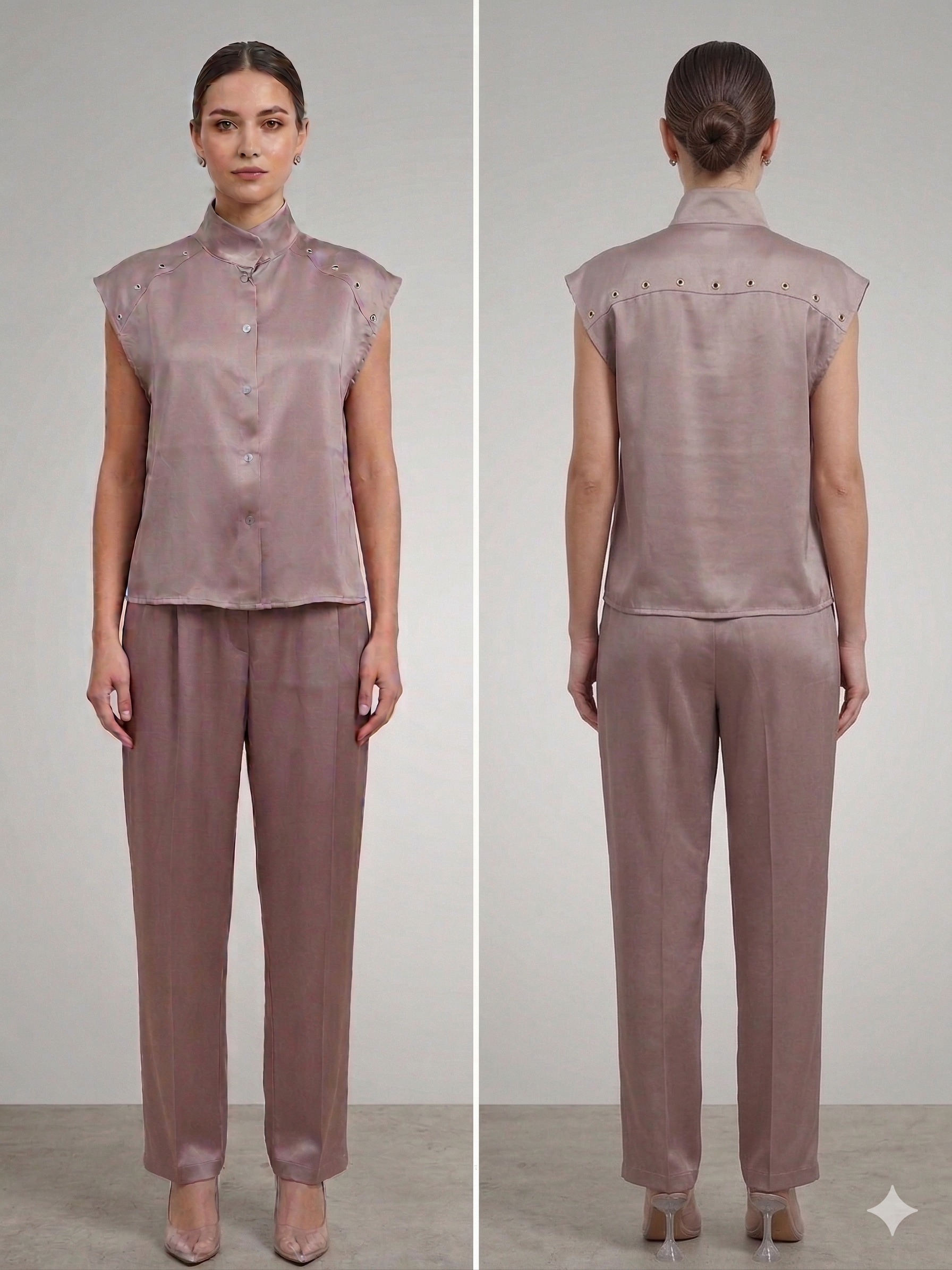 mauve-colored two piece