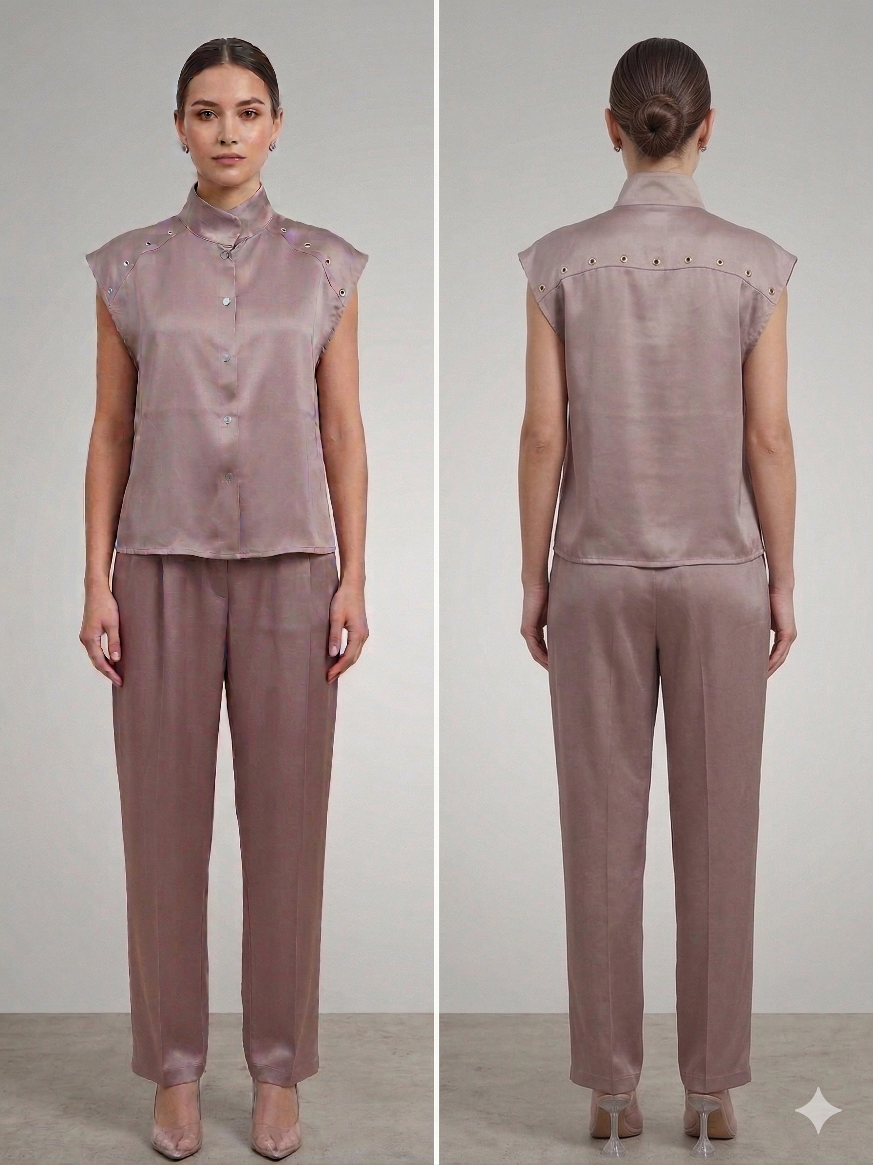 mauve-colored two piece