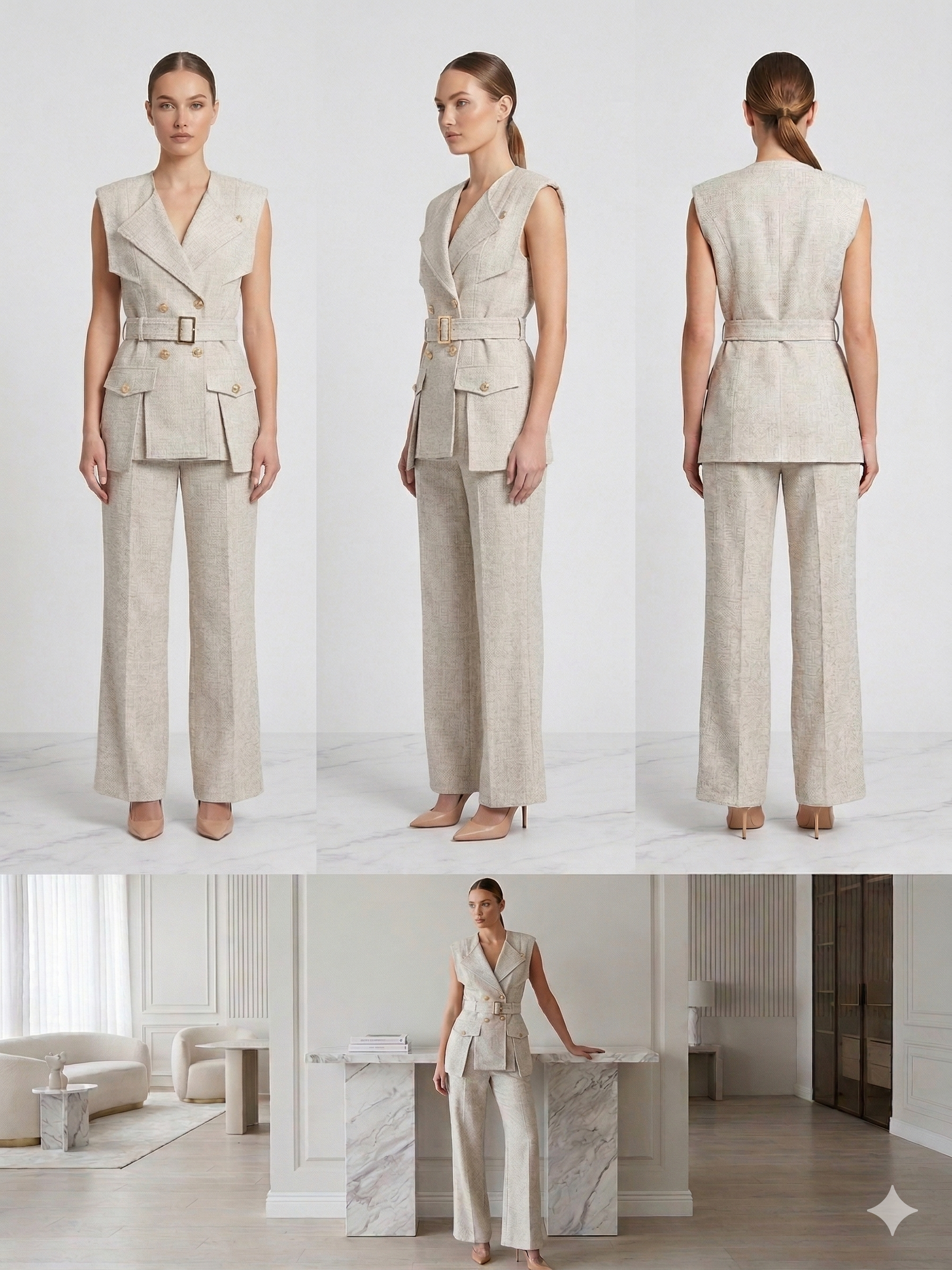 Two-piece set with a marble print
