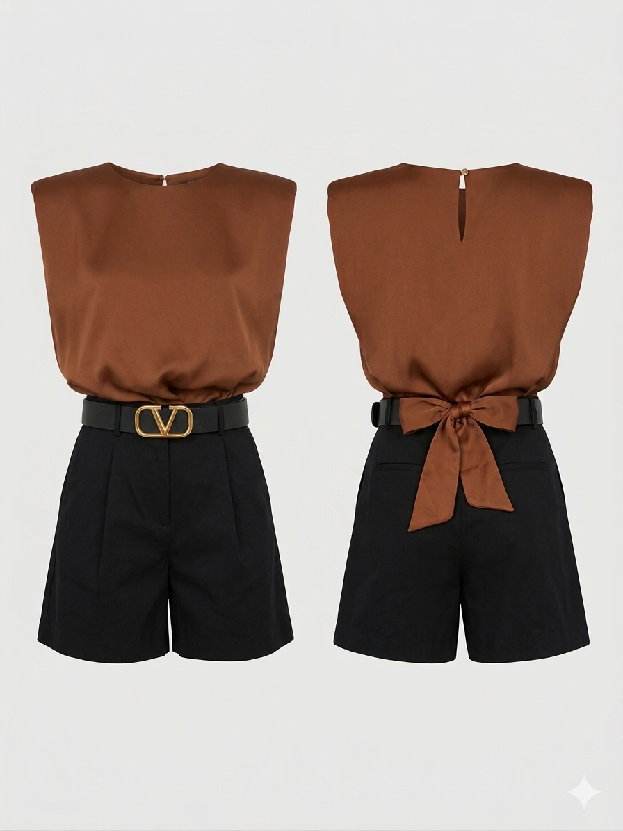 A satin blouse with a draped silhouette