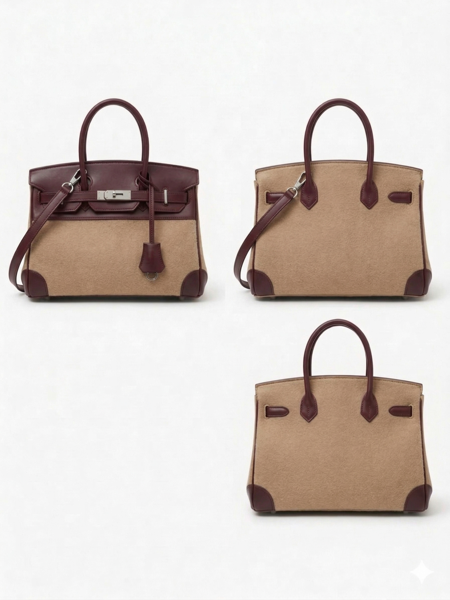 Two-tone leather and canvas tote bag