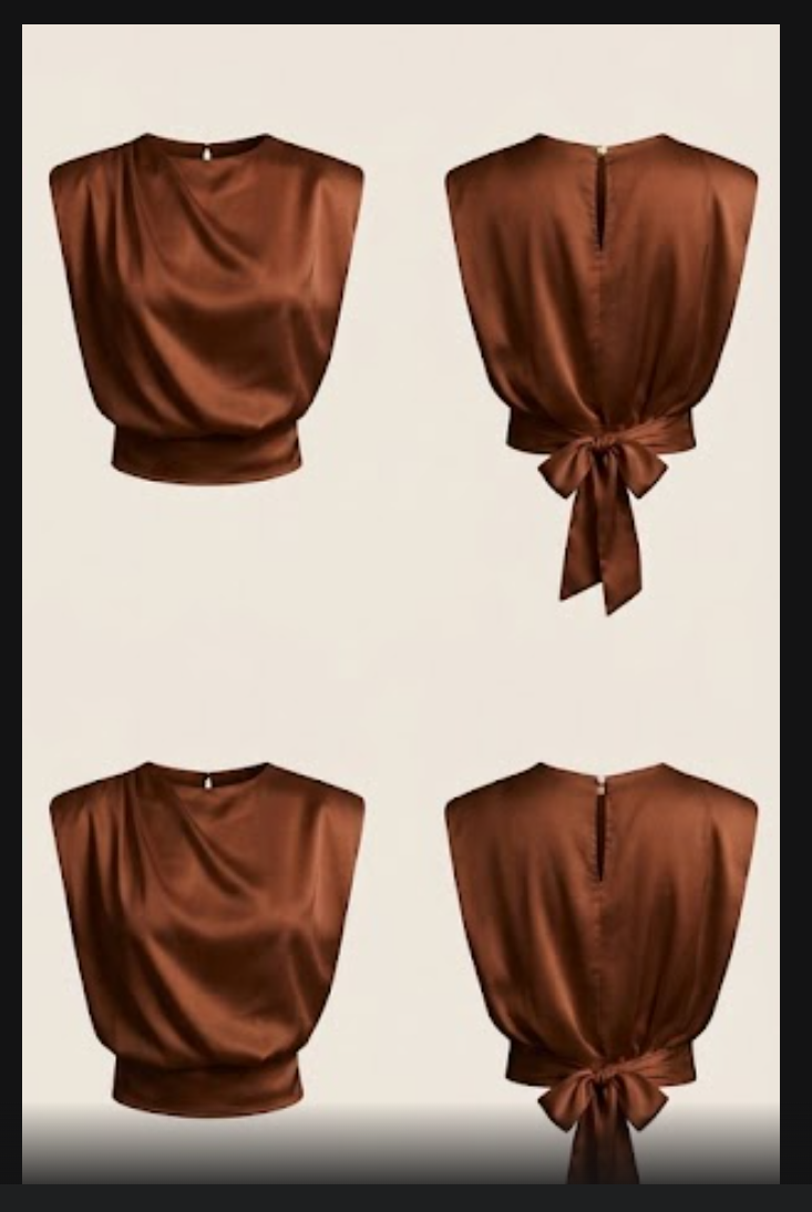 A satin blouse with a draped silhouette